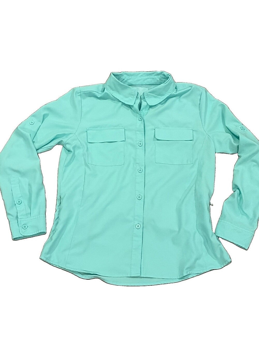 Silver Bait Womens Small Fishing Shirt Mint Vented UPF Long Sleeve Button Up